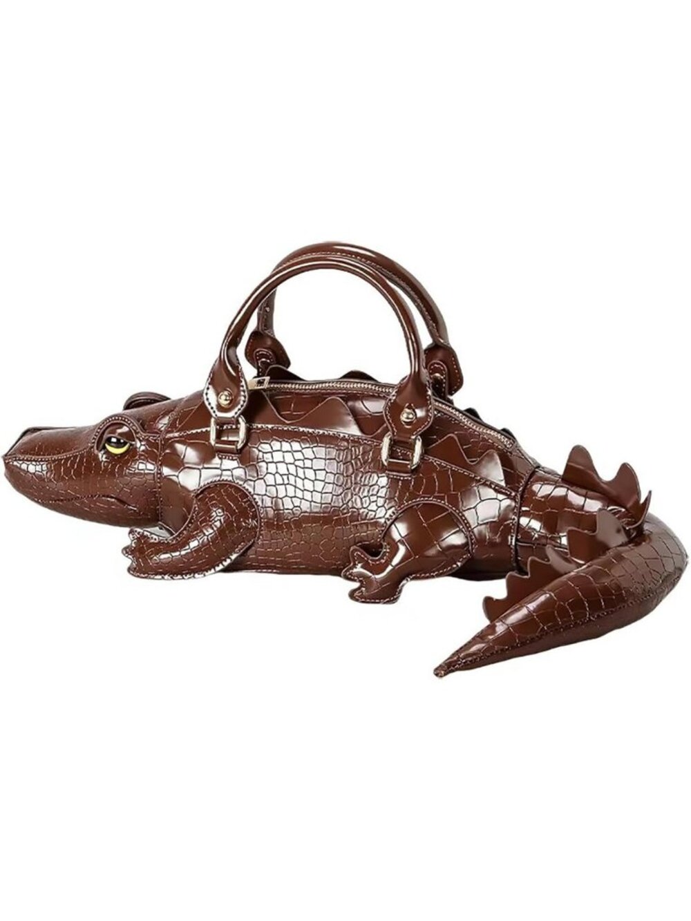 Unique 3D Crocodile Shape Handbag | PU Leather Crossbody Purse with Removable